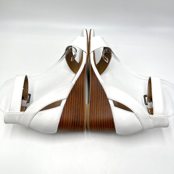 Aerosoles Womens Size 8 Willowbrook White Leather Wedges‎ Sandals Shoes - Picture 8 of 13